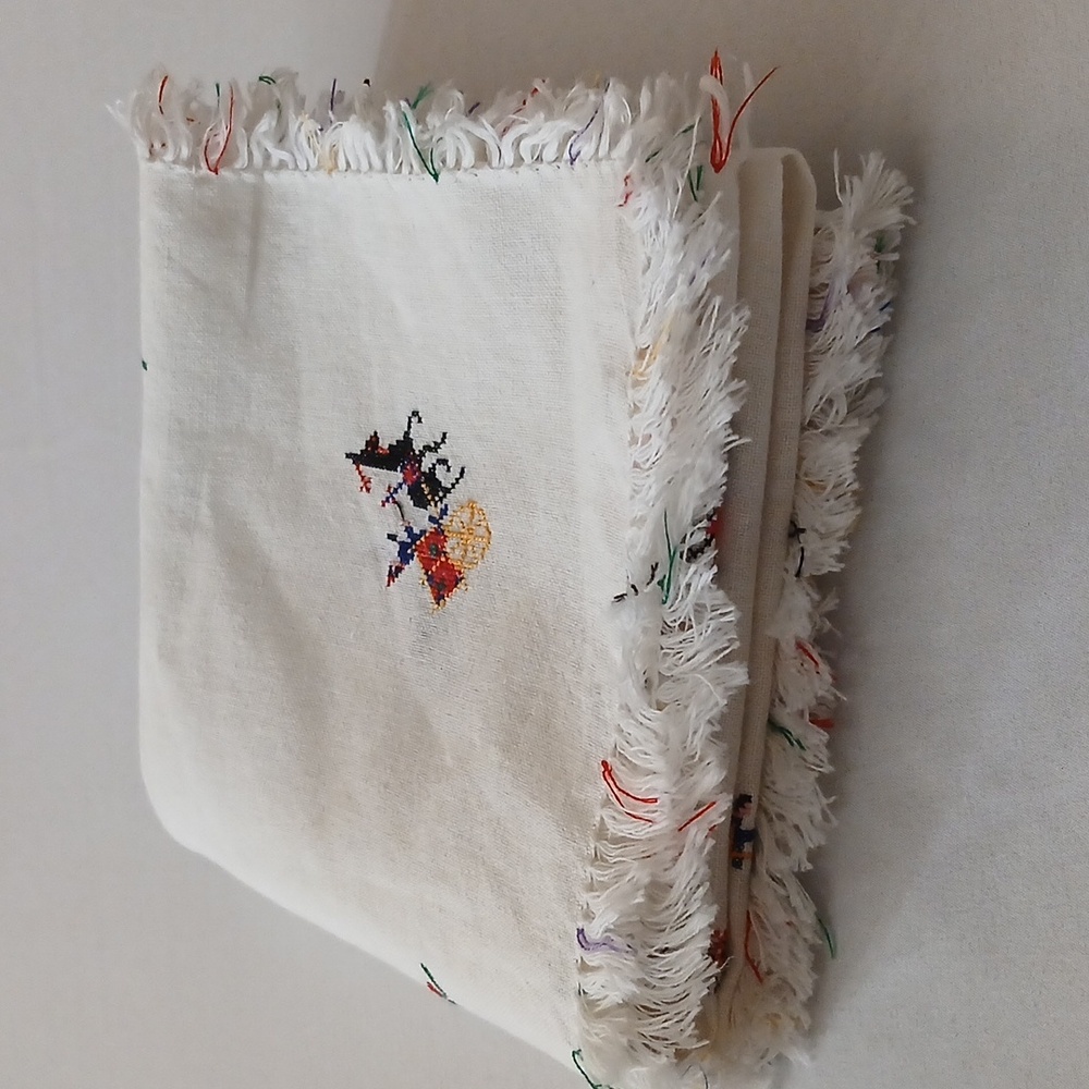 Handmade Embroidered White Tablecloth